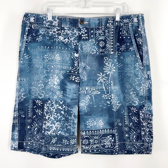 Polo Ralph Lauren Other - Polo Ralph Lauren Shorts Mens 36 Blue Patchwork Bandana Print Cotton Relaxed Fit